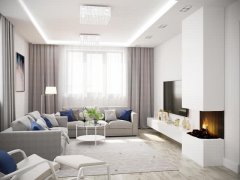 现代简约风格三居室 注重空间功能和实用性,简洁的客厅双三人位沙