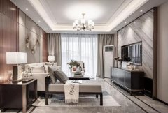 135㎡中式简约风装修设计 呈现出轻奢主义的家居质感,▲客厅沙发墙采用白色
