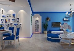 蔚蓝色的浪漫情怀 12图地中海风格客厅,白色和蓝色是地中海的