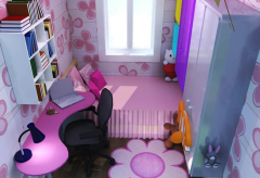 儿童房装修设计，粉色女孩房