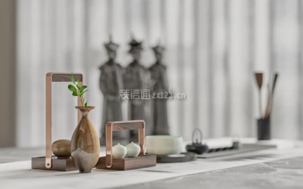 新中式茶室茶具装修效果图
