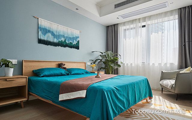 北欧式卧室装修效果图之淡蓝色墙面