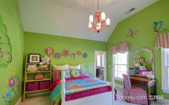 浅绿色卧室装修效果图,用绿色装点自然空间